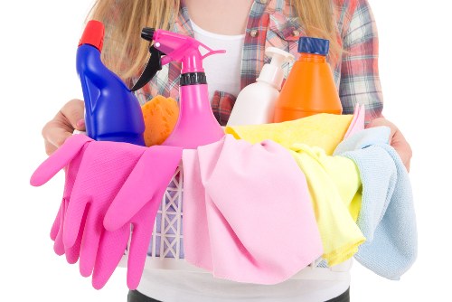 Safety-focused carpet cleaning process in a property